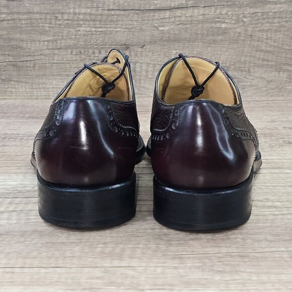 Magnanni Men's Size EU 41 US 8 Burgundy Leather Wingtip Oxfords Dress Shoes - Picture 4 of 9